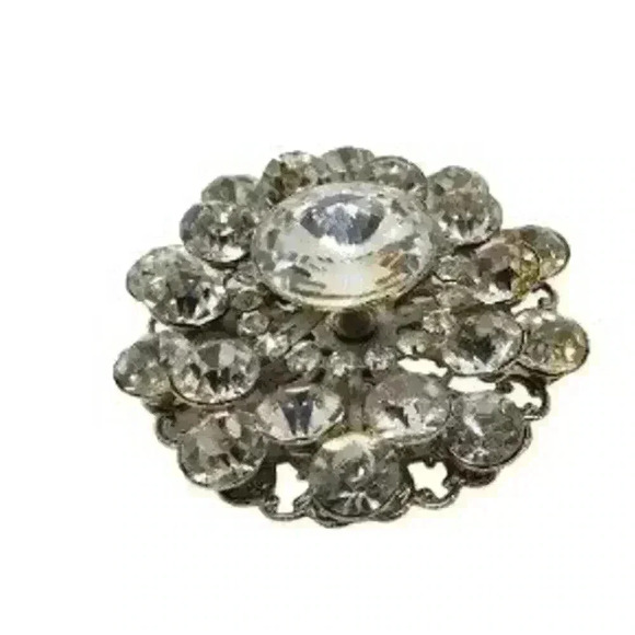 Vintage Brooch Inverted Rhinestone Layered 3D Pyramid Large - Picture 2 of 6